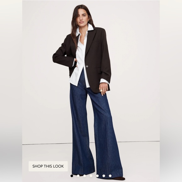 *NWT * BANANA REPUBLIC Cote WideLeg Denim Dark Rinse 29 Tailored Pleat HighWaist - Picture 1 of 6